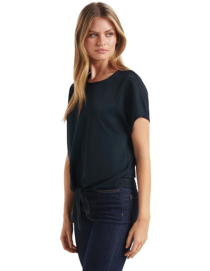 Brand new π Forever New Tiffany Tie Front Top In Navy 𧨠- Image 3