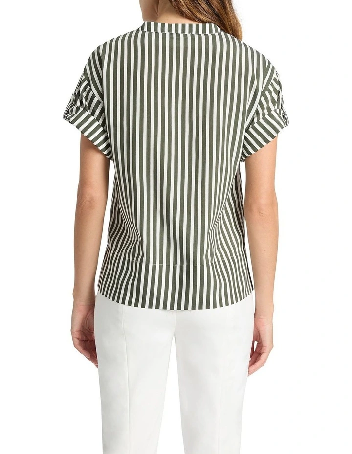 Cheapest π David Lawrence Cerys Stripe Boxy Blouse In Moss/White π - Image 2