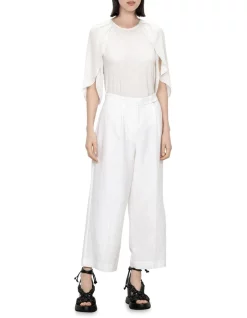 Hot Sale 👍 Veronika Maine Drapey Satin Overlap Sleeve Top In Ivory ✨