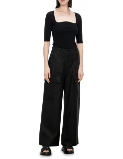 Best deal 👍 Veronika Maine Curved Neck Elbow Sleeve Knit In Black ✔️