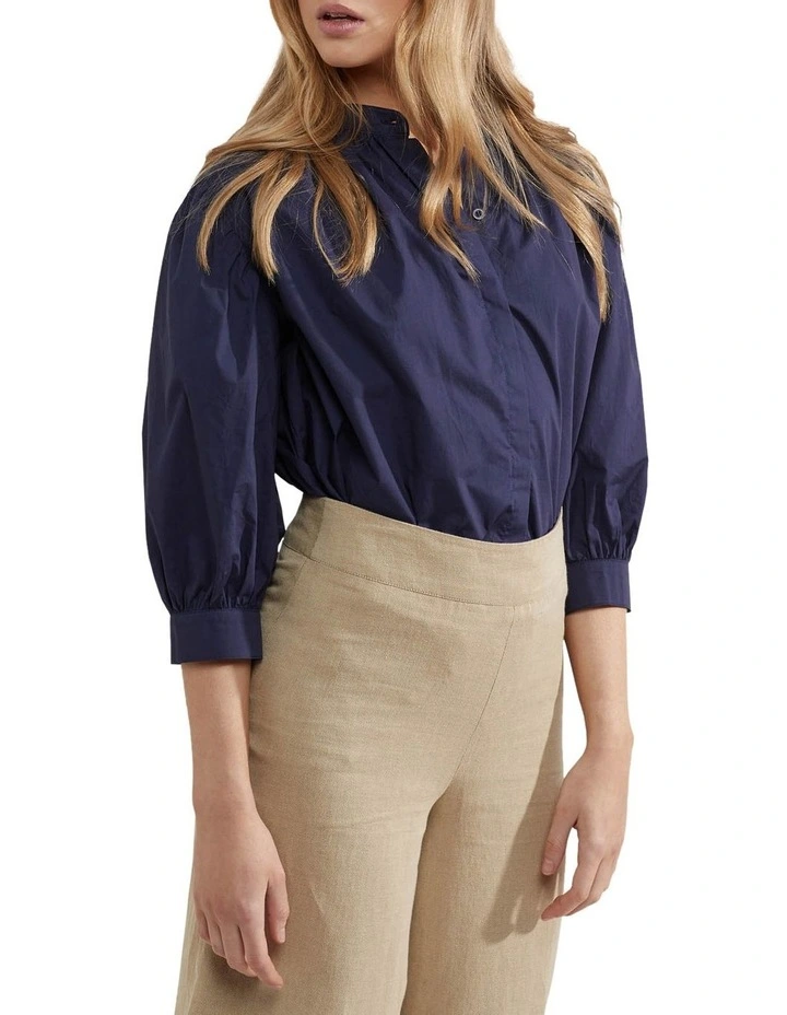 Best deal π Oxford Iris Cotton Poplin Blouse In Navy π€© - Image 2