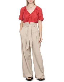 Discount 👍 Veronika Maine Soft Tencel Weave Blouson Top In Clay ✔️