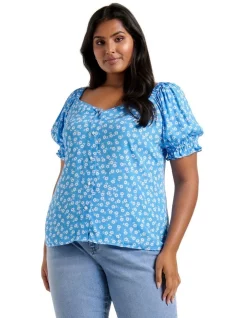Buy π₯ Forever New Curve Marisa Puff Sleeve Blouse In Blue β