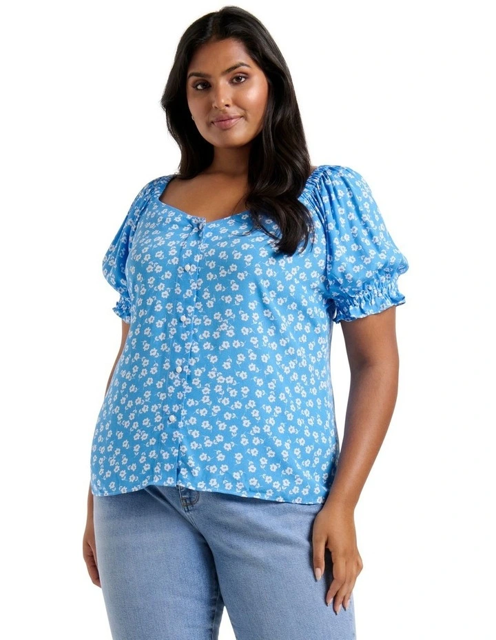 Buy π₯ Forever New Curve Marisa Puff Sleeve Blouse In Blue β