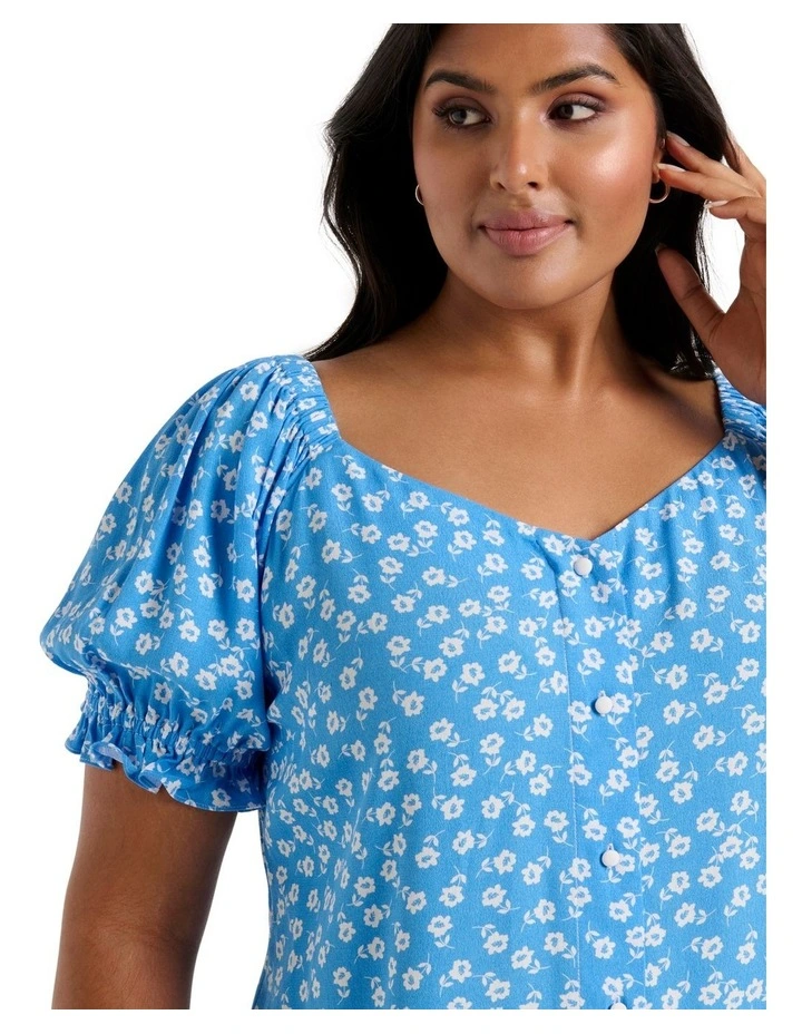 Buy π₯ Forever New Curve Marisa Puff Sleeve Blouse In Blue β - Image 2