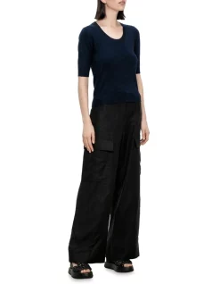 Best reviews of 🎁 Veronika Maine Elbow Sleeve Scoop Neck Knit In Ink 😍