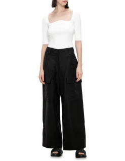 New β€οΈ Veronika Maine Curved Neck Elbow Sleeve Knit In Ivory β