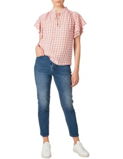 Top 10 ⌛ Skin And Threads Flutter Sleeve Print Top 🧨