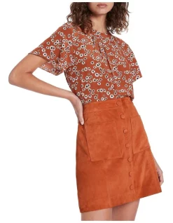 Budget 👍 Marcs Princess Daisies Silk Top Rust 🤩
