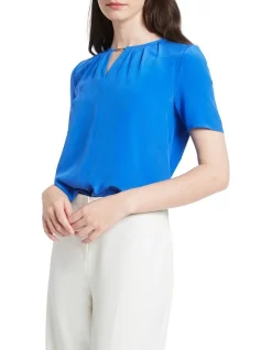 Wholesale ❤️ David Lawrence Jenny Silk Mix Top In Blue 😉