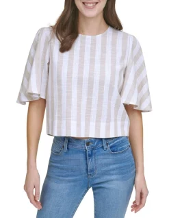 Outlet π₯ DKNY Striped Drop Sleeve Linen Top π