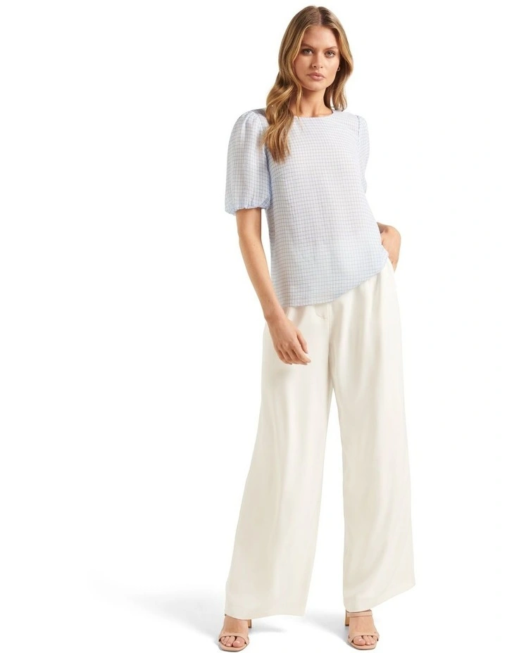 Best Sale π€© Forever New Samantha Check Bubble Sleeve Top In Blue π₯° - Image 5