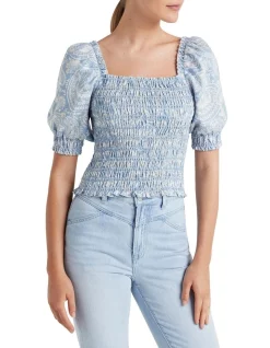 Brand new ✔️ French Connection Shirred Puff Sleeve Top 🥰