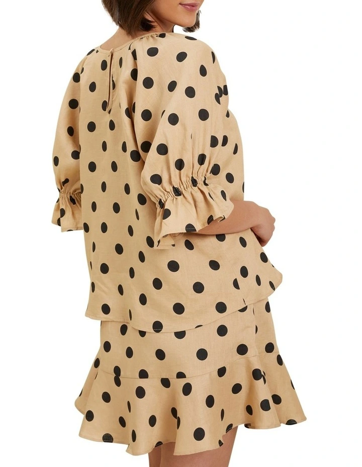 Budget π Seed Heritage Spot Linen Puff Sleeve Blouse π - Image 3