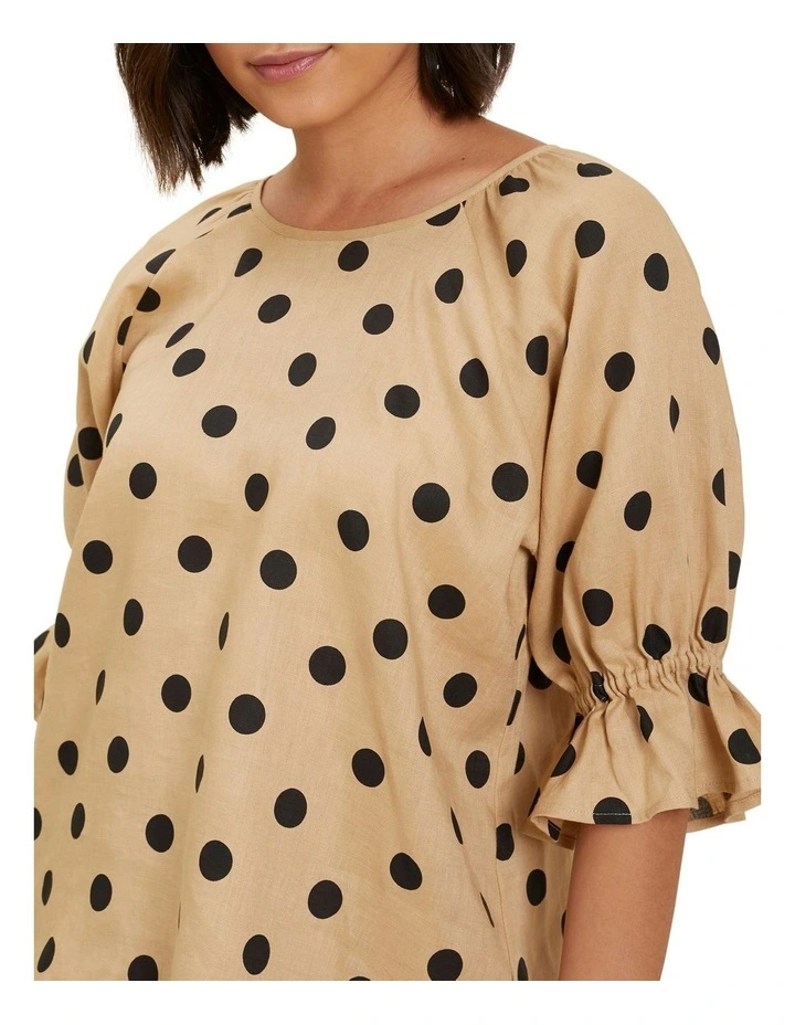 Budget π Seed Heritage Spot Linen Puff Sleeve Blouse π - Image 4