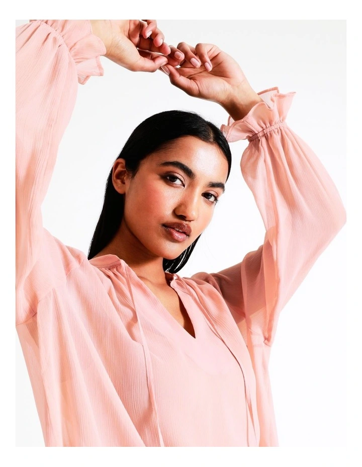 Discount β€οΈ Basque Balloon Sleeve Blouse In Pink π - Image 3