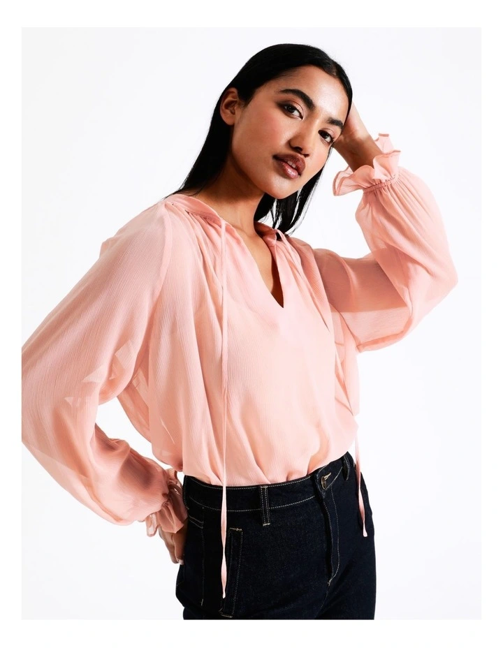 Discount β€οΈ Basque Balloon Sleeve Blouse In Pink π - Image 4