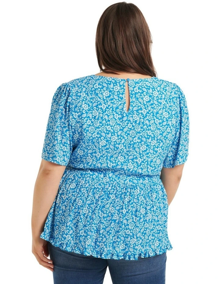 Outlet β Forever New Curve Lena Smock Blouse In Blue π - Image 2