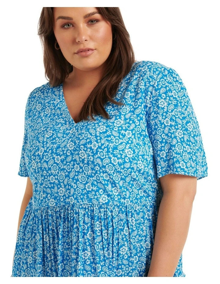 Outlet β Forever New Curve Lena Smock Blouse In Blue π - Image 4