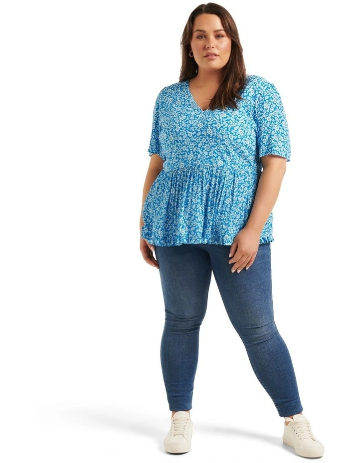 Outlet β Forever New Curve Lena Smock Blouse In Blue π - Image 5