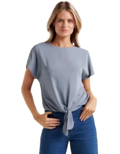 Budget 👏 Forever New Tiffany Tie Front Top In Blue 👍