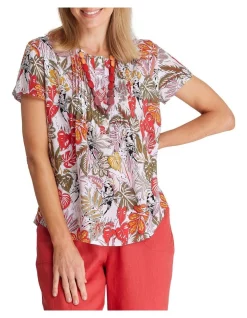 Best Pirce 🥰 Black Pepper Wali Short Sleeve Blouse In Red Multi 👍