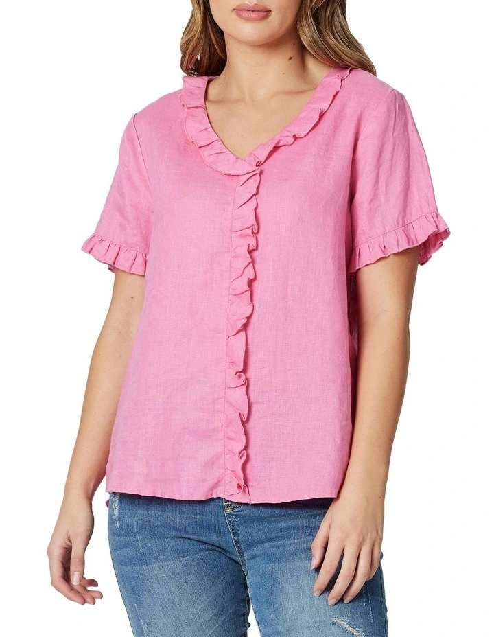 New π Gordon Smith Tiffany Short Sleeve Top In Flamingo Pink π