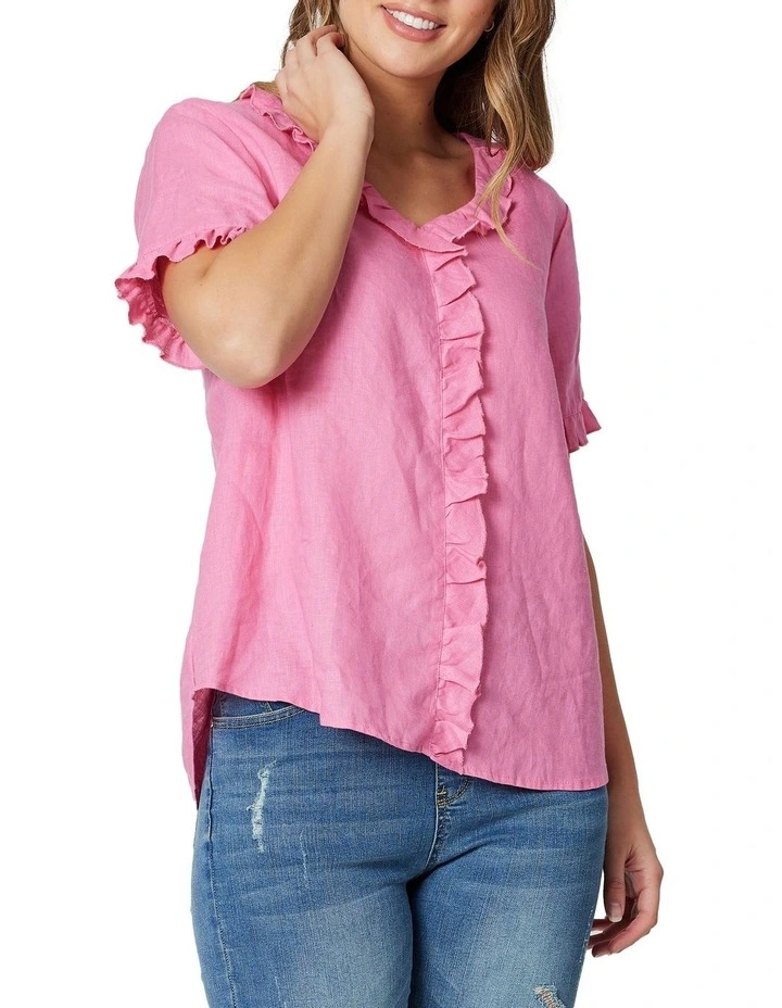 New π Gordon Smith Tiffany Short Sleeve Top In Flamingo Pink π - Image 2