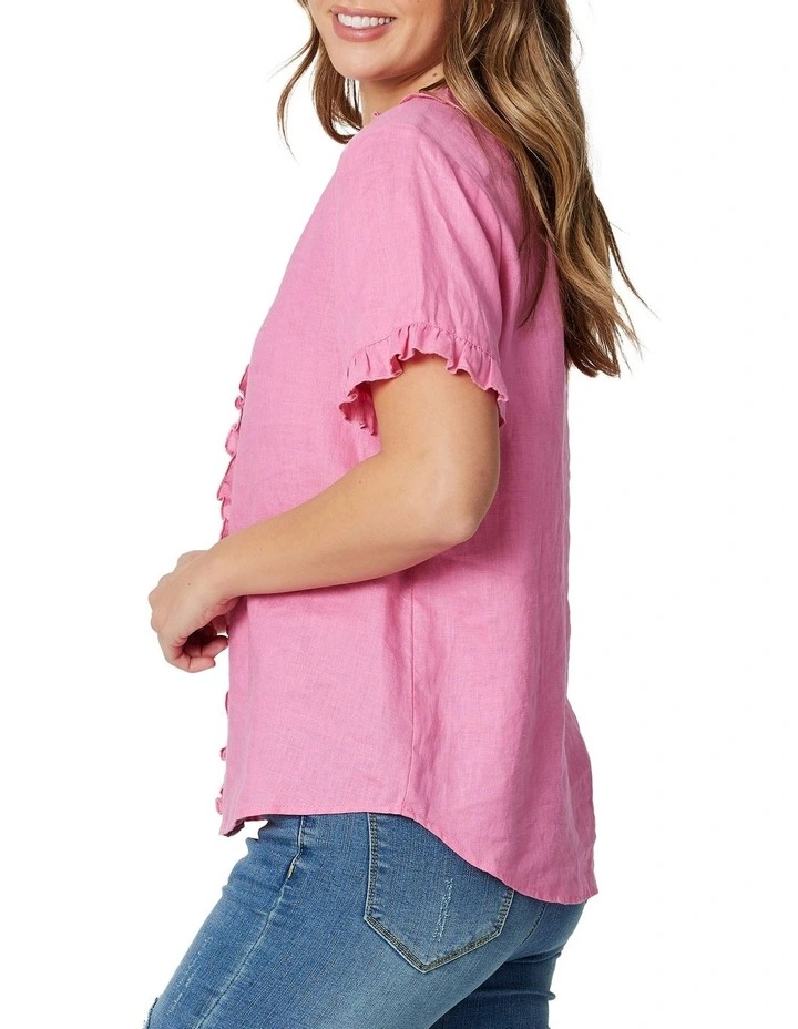 New π Gordon Smith Tiffany Short Sleeve Top In Flamingo Pink π - Image 3