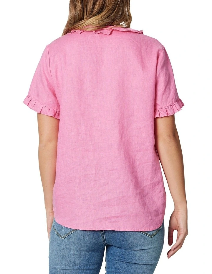 New π Gordon Smith Tiffany Short Sleeve Top In Flamingo Pink π - Image 4