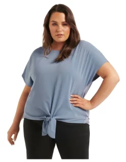 Best Pirce ❤️ Forever New Curve Tiana Tie Front Top In Blue ⭐