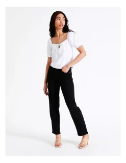 Promo 🔥 ONLY Caro Short Sleeve Puff Linen Blend Top In White ⌛