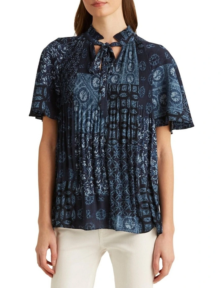 Deals π Lauren Ralph Lauren Geo-Print Georgette Blouse In Blue π