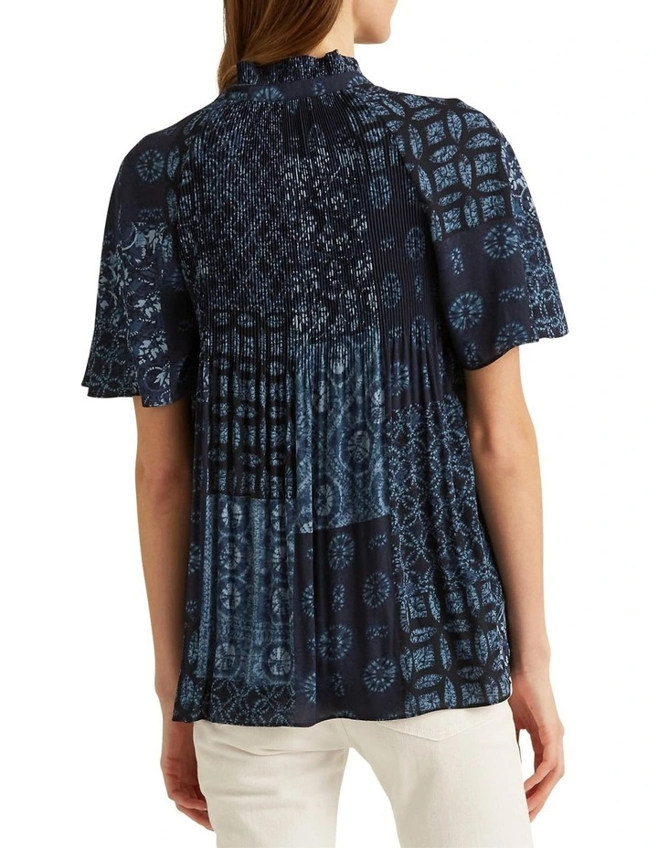 Deals π Lauren Ralph Lauren Geo-Print Georgette Blouse In Blue π - Image 2