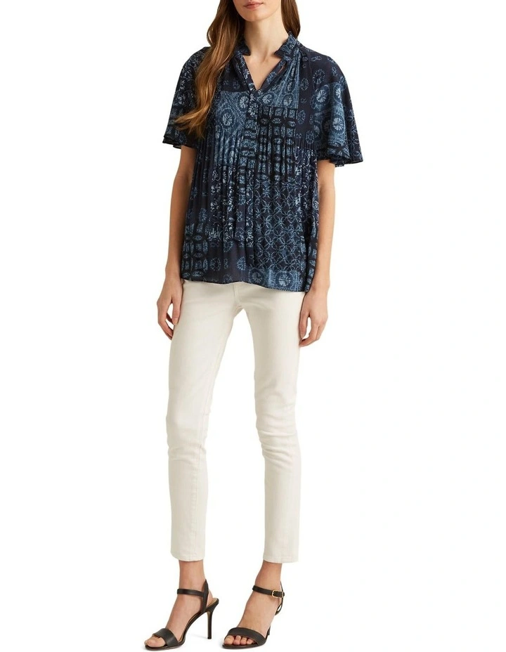 Deals π Lauren Ralph Lauren Geo-Print Georgette Blouse In Blue π - Image 3