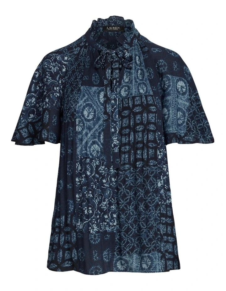 Deals π Lauren Ralph Lauren Geo-Print Georgette Blouse In Blue π - Image 4