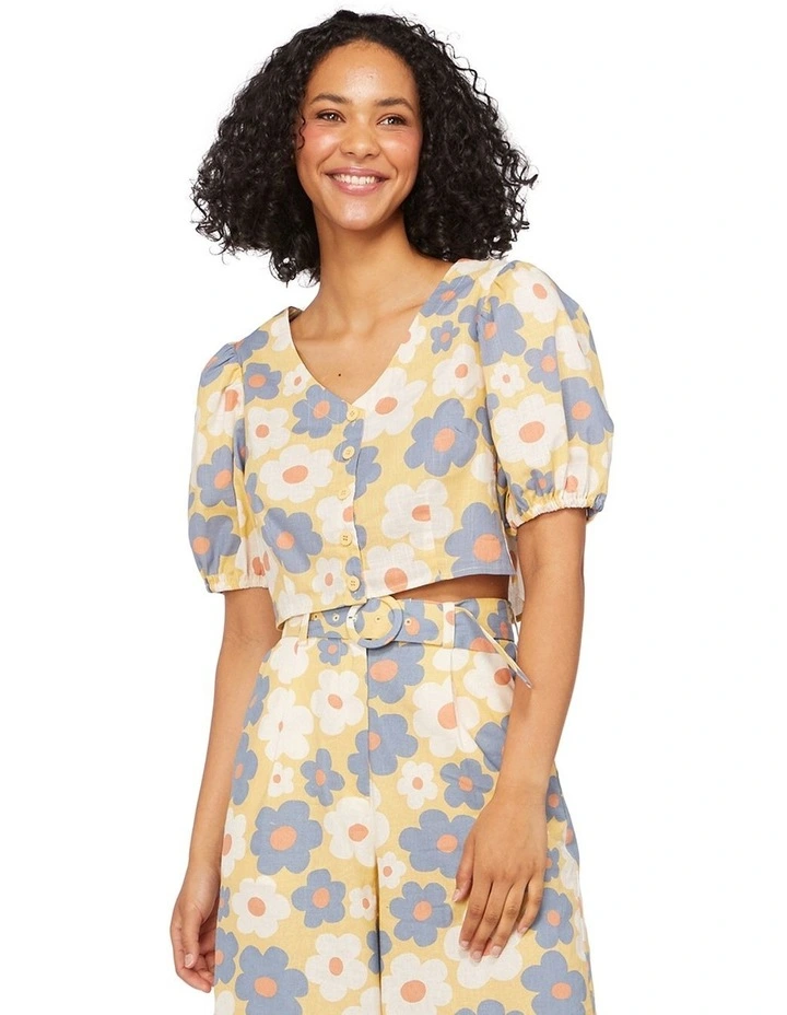 Promo π Princess Highway Daisy Cropped Blouse Honey π₯°