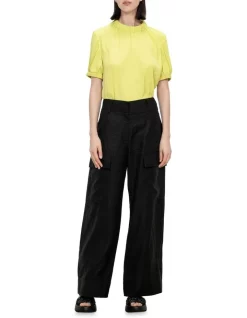 Brand new ⭐ Veronika Maine Drapey Satin Puff Sleeve Top In Acid ⌛