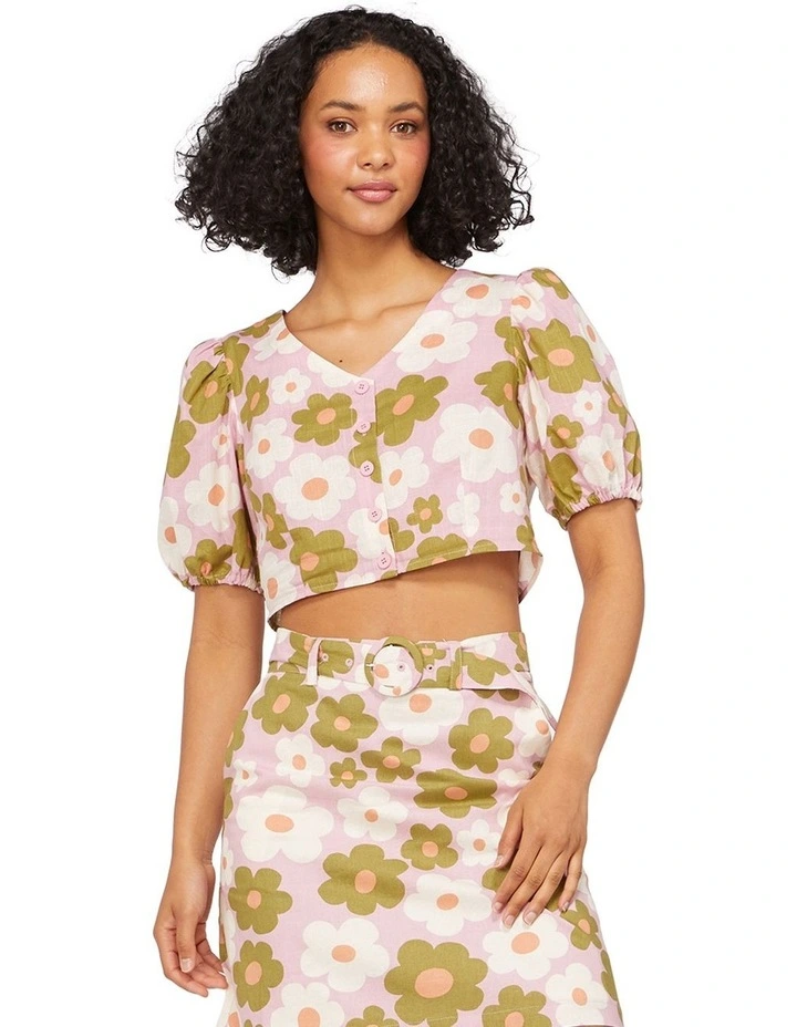 Outlet π Princess Highway Daisy Cropped Blouse Pink β¨