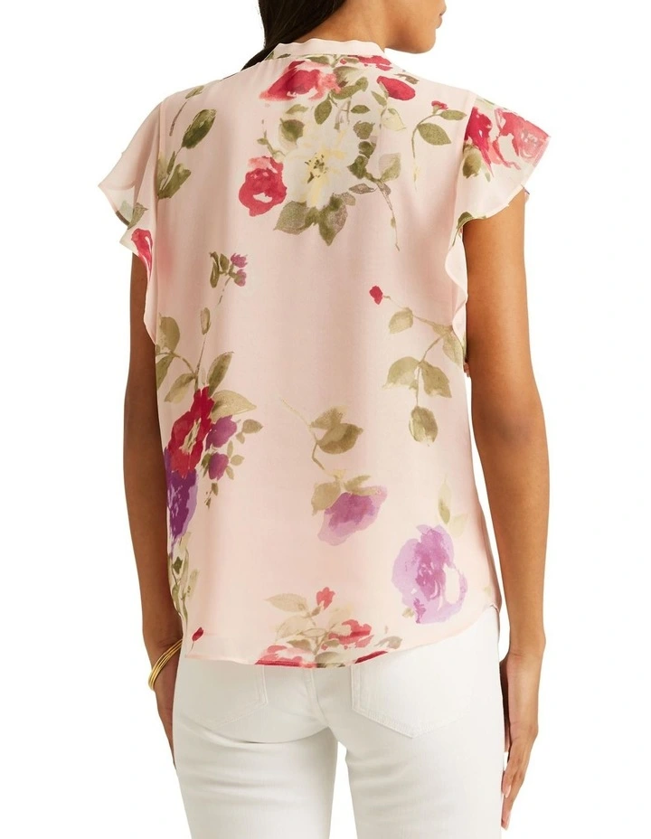 Budget π Lauren Ralph Lauren Floral Chiffon Ruffle-Trim Blouse In Pink Multi 𧨠- Image 2