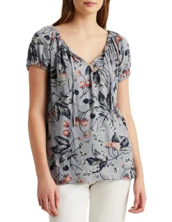 Budget π Lauren Ralph Lauren Floral Linen Jersey Peasant Top π