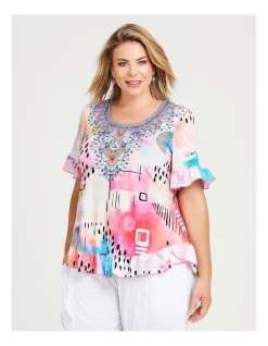 Flash Sale 🧨 Taking Shape Sparkle Ruffle Top In Multi 😍