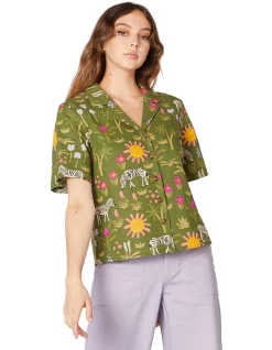 Best Pirce 😍 Princess Highway Sunshine Zebra Relaxed Blouse Green 😀