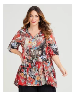 Best deal 🎁 Taking Shape Natural Sundown Floral Mix Top In Print ⌛