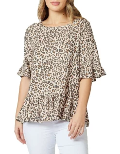 Best deal 🔥 Hammock & Vine Animal Print Frill Top In Multi 🔔