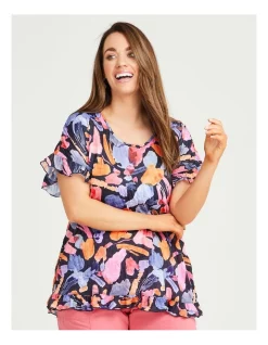 Deals 🎉 Taking Shape Abstract Watercolour Top In Multi 👏