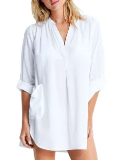 Promo β Seafolly Beach Basics Boyfriend Beach π Shirt White β€οΈ