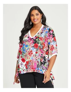 Outlet ⌛ Taking Shape Bamboo Wild Soul Tie Top In Print 💯