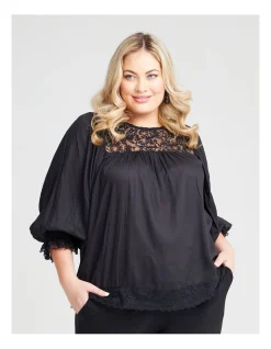 Flash Sale 😍 Taking Shape Natural Glam Beaded Lace Top In Black 🔥