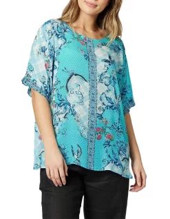 New β€οΈ Hammock & Vine Check Me Out Print Top In Aua Multi π₯°